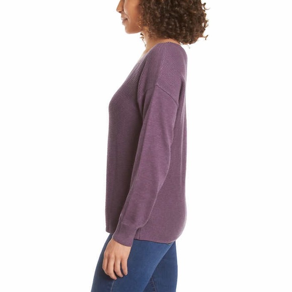 Ella Moss Purple Ribbed V-Neck Sweater size XXL - Picture 4 of 7